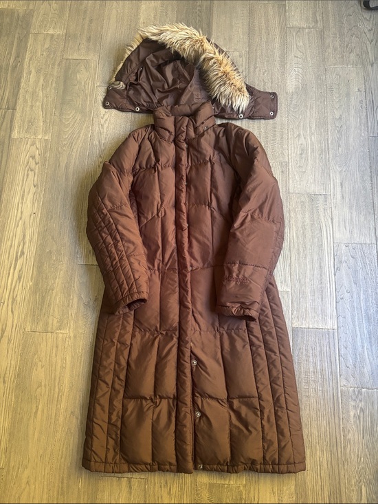 Columbia Jackets & Blazers - Columbia | Long Quilted Down Feathers Brown Puffer Coat Faux Fur Hood Small